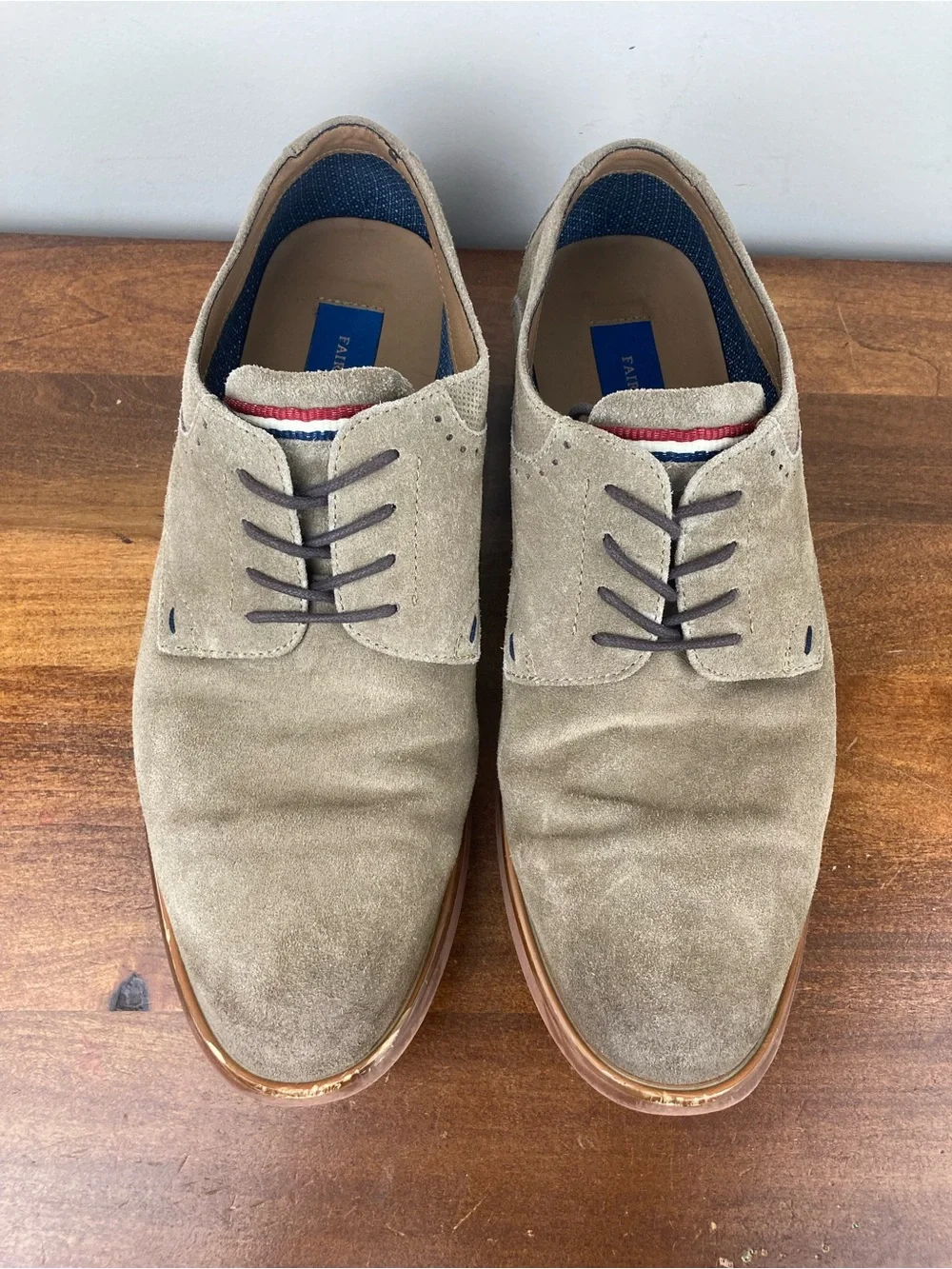 Fairlane Suede Derby Dress Shoes Taupe Lace Up Men’s Size 11.